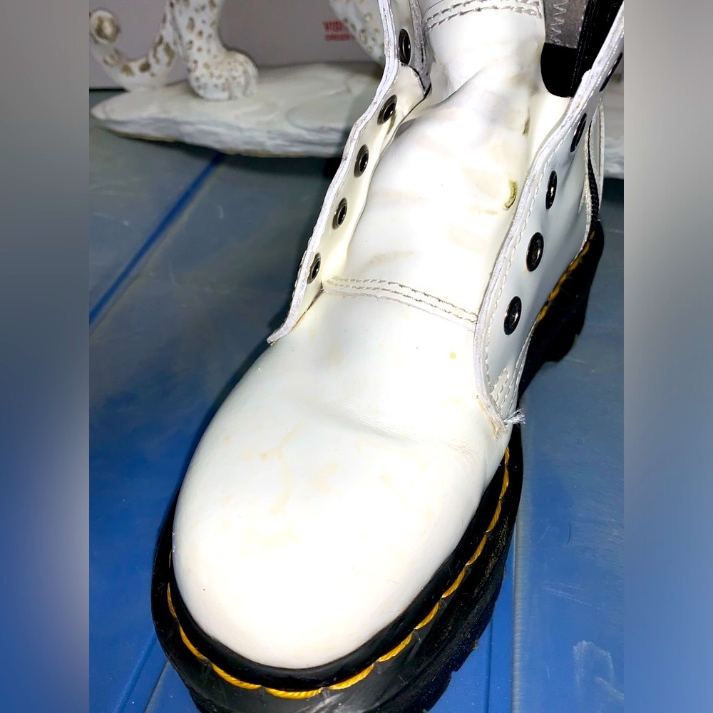 DR MARTENS WHITE JADON BOOT SMOOTH LEATHER PLATFORMS LADIES SIZE 5 US - Picture 7 of 16